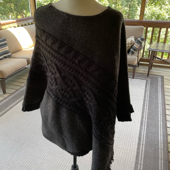 Anthropologie black and gray cabled sweater poncho - Picture 8 of 8